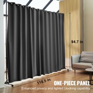 VEVOR Room Divider Curtain, 8 ft x 10 ft Portable Panel Room Divider with Wheels Curtain Divider Stand, Room Divider Privacy Screen for Office, Bedroom, Dining Room, Study, Light Grey