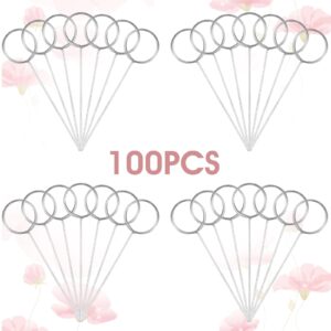 100 Pcs Floral Card Holder Table Number Card Holders, Circle Swirl Round Place Card Holder, Pin Wire Card Holder Picture Holder Centerpieces Cake Photo Memo Note Holders for DIY Party Decoration