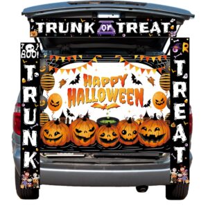 halloween trunk or treat car decorations kit trunk or treat banner decorations for halloween outdoor party decorations supplies, 4 pcs