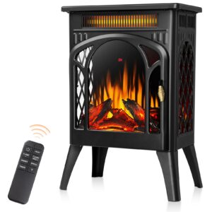 crzoe 3d electric fireplace heater,1500w infrared electric fireplace with overheating protection,freestanding fireplace heater with remote control for indoor use