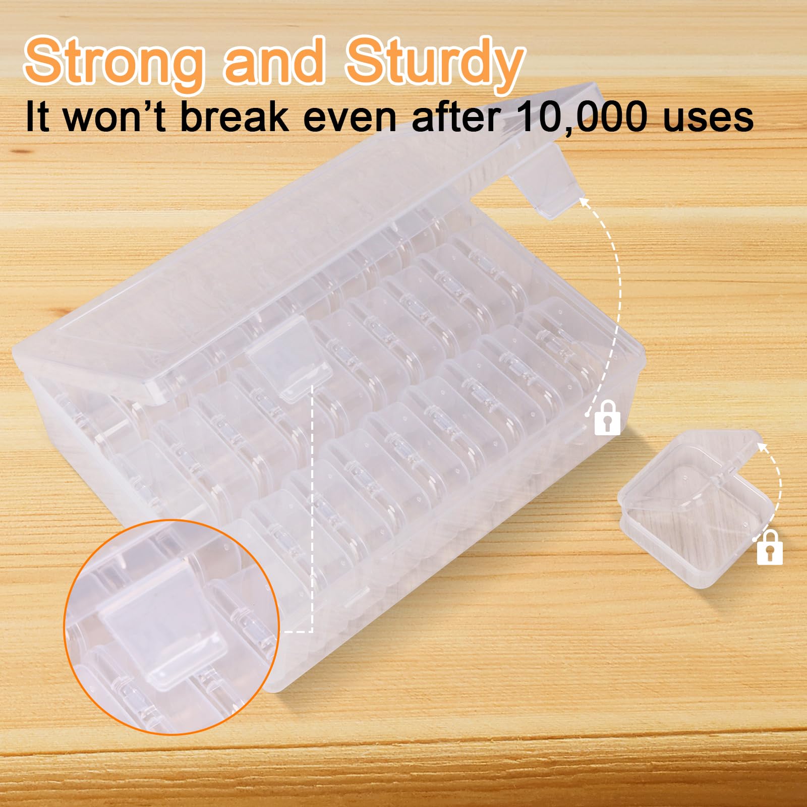 Xenophoer 31pcs Bead Organizers and Storage, Small Bead Organizer Box Plastic Mini Clear Bead Storage Containers Case with Ractangle Hinged Lid for Jewelry Craft Diy Nail Diamond Bracelet Making