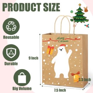 XPCARE 28 Pack Christmas Kraft Gift Bags with Handles, 9x7.5x3.5 Christmas Gift Bags, Christmas Goody Bags for Christmas Holidays Party Favors and Presents