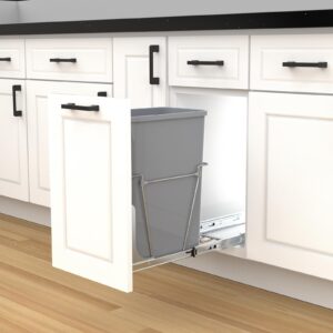 Single Pullout Trash Can for Under Kitchen Cabinets Include Single 35QT Trash Bin Doesn't Include Door Fittings, Bottom-Mount Recycling Bin