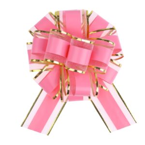 hchenbow 6 pieces large pull bows, 6 inches gift bow, christmas, party birthday gift bow, wedding ribbon bows for wrapping boxes or baskets decorations, valentine's day gift decorations bow (pink)