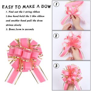 HCHENBOW 6 Pieces Large Pull Bows, 6 inches Gift Bow, Christmas, Party Birthday Gift Bow, Wedding Ribbon Bows for Wrapping Boxes or Baskets Decorations, Valentine's Day Gift Decorations Bow (Pink)