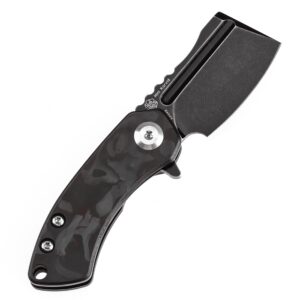 KANSEPT Mini Korvid Mini Pocket Folding Knives EDC Camping Folding Knife 1.45'' Blackwash CPM S35VN Blade Pocket EDC Knife with Black and Red Carbon Fiber Handle Everyday Carry K3030A13