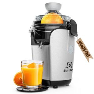 Eurolux Hands-Free Electric Citrus Juicer Machine, Orange Lime Grapefruit Lemon Squeezer, Easy to Clean.