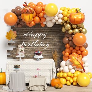 fall thanksgiving balloon arch kit orange yellow brown balloons with pumpkin acorn foil balloons for fall thanksgiving autumn harvest baby shower friendsgiving turkey party decorations