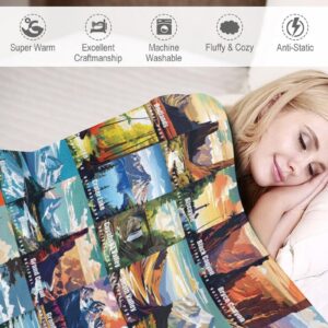 National Park Blanket Abstract Nature Landscape Forest Blanket Gift for Bedroom Office Living Room 50x60 Inch