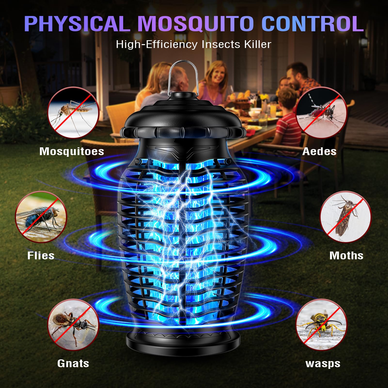 Bug Zapper Outdoor 4200V Electronic Mosquito Zapper Fly Traps Outdoor Mosquito Repellent Killer Inside/Outside for Home, Patio, Backyard, Black