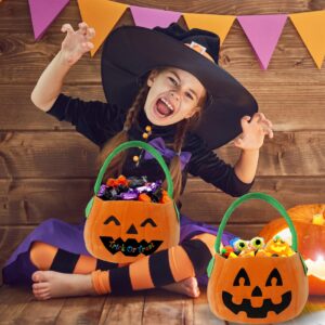 YourBestMemory Set of 2pcs, Dia 11", Halloween Plush Pumpkin Basket Trick or Treat Bags Halloween Candy Bucket, Gift Bucket for Halloween Party Favor Supplies (Pumpkin+Pumpkin)