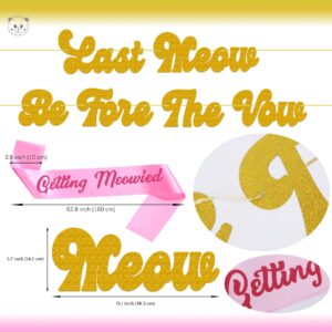 KARAQY Cat Themed Bachelorette Party Decorations, Last Meow Before the Vow Banner Getting Meowied Sash Cat Latex Balloons for Bridal Shower, Bachelorette, Engagement, Cat Hen Party Supplies