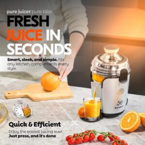 Eurolux Hands-Free Electric Citrus Juicer Machine, Orange Lime Grapefruit Lemon Squeezer, Easy to Clean.