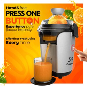 Eurolux Hands-Free Electric Citrus Juicer Machine, Orange Lime Grapefruit Lemon Squeezer, Easy to Clean.