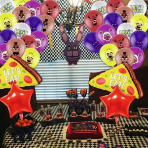 HOMEZZO Five Nights Game Party Balloons Set, Five Nights Printed Balloons Pizza Star Balloons for Halloween and Game Party