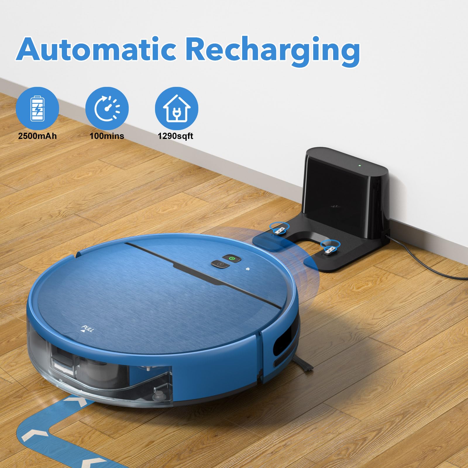 Robot Vacuum and Mop Combo, 2 in 1 Mopping Robot Vacuum Cleaner Compatible with WiFi/App, Robotic Vacuum Up to 2300Pa Suction, Self-Charging, Slim, Ideal for Hard Floor, Pet Hair, Low Pile Carpet