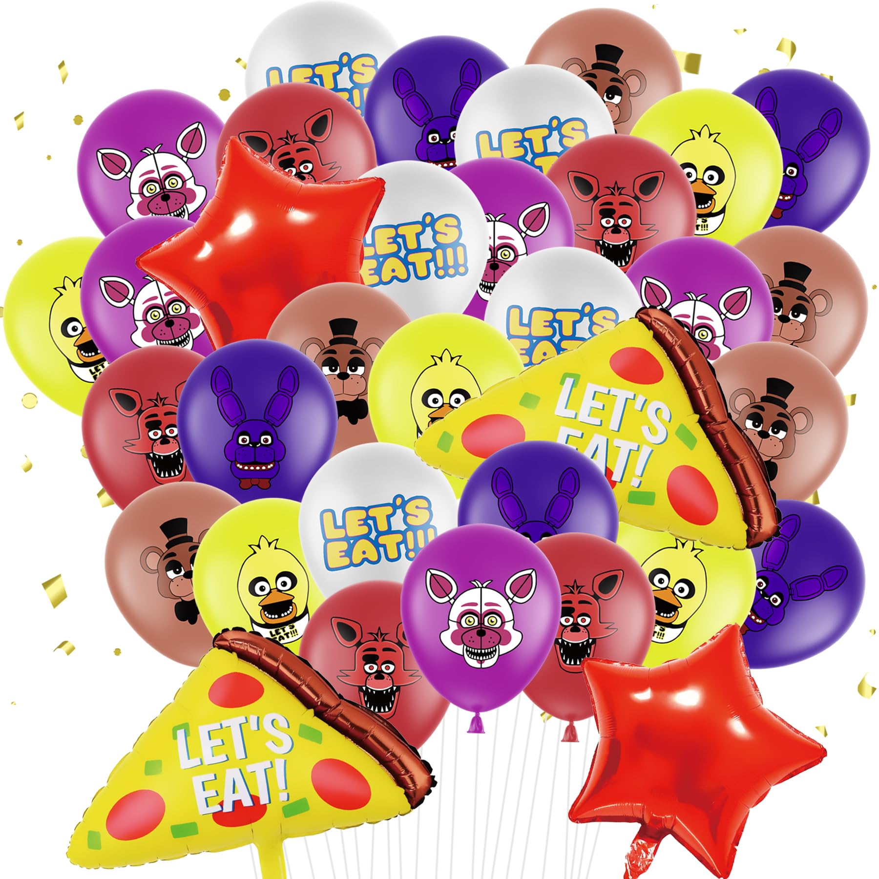 HOMEZZO Five Nights Game Party Balloons Set, Five Nights Printed Balloons Pizza Star Balloons for Halloween and Game Party