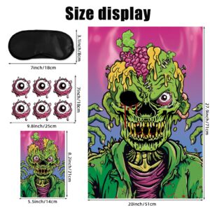 Hxezoc Pin The Eyeball On The Zombie Game with 24 Pcs Eyeballs Stickers, Halloween Pin The Tail Scary Zombie Party Games for Kids Halloween Party Birthday Party Supplies