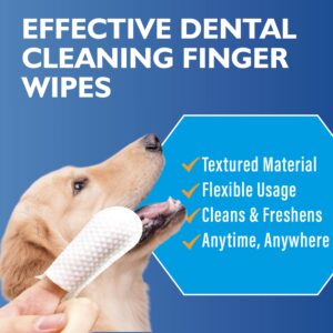 JIEWEISHI PET Teeth Cleaning Wipes for Dogs & Cats, Reduces Plaque & Freshens Breath, No-Rinse Dog Finger Toothbrush, Disposable Gentle Cleaning & Gum Care Pet Wipes, 50 Counts