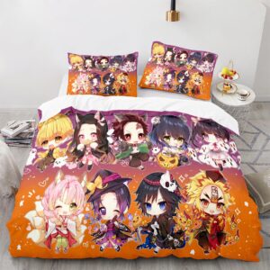 knbnfd anime cartoon kids duvet cover bedding set,3d cartoon soft comfortable quilt cover twin full queen king size with pillowcase (color 1, twin)