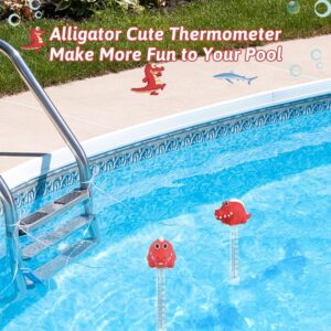 Floating Pool Thermometer, Large Display with String Easy to Read, Shatter Resistant, for Outdoor & Indoor Swimming Pools, Spas, Hot Tubs & Aquariums (Alligator)