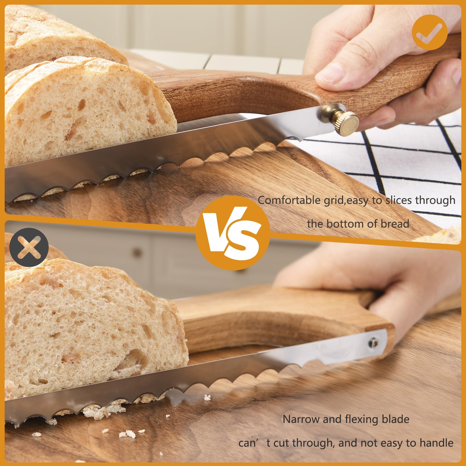 YAPULLYA Sourdough Knife Slicer for Even Slicing, Fiddle Bow Bread Knife for Sourdough, Bread Saw for Homemade Bread, Sourdough Bread Cutter