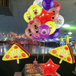 HOMEZZO Five Nights Game Party Balloons Set, Five Nights Printed Balloons Pizza Star Balloons for Halloween and Game Party