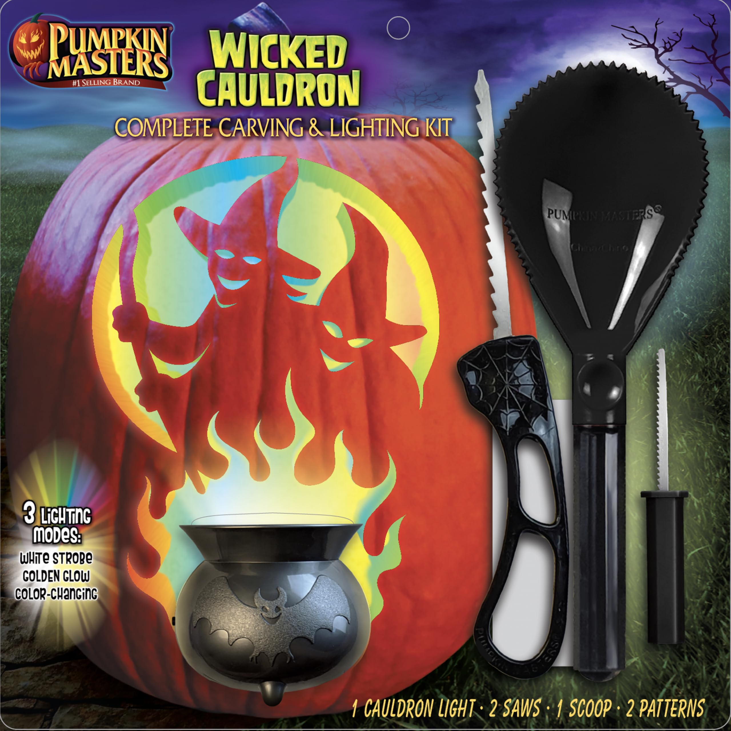 Pumpkin Masters Wicked Cauldron Complete Halloween Pumpkin Carving & Lighting Kit (Batteries Not Included),