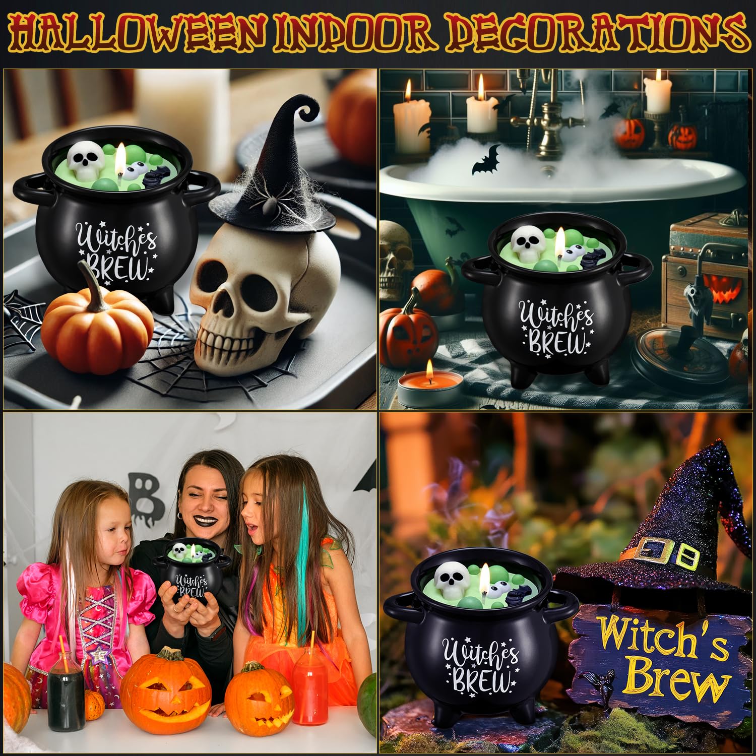 Kederwa Halloween Witch Brew Scented Candle Boo Basket Stuffer for Women, 13oz Halloween Candles Up to 60 Hours Burn Time Boo Basket Gifts for Girls