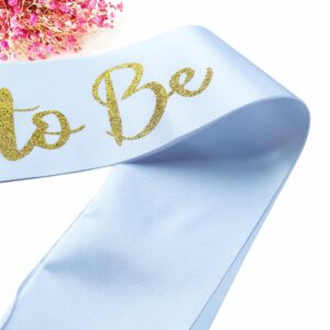 Ashaqshnglee Bride to Be Sash, Bachelorette Party Sash for Bridal Shower Wedding Party Favors Accessories Supplies Engagement Gifts,White Satin with Glitter Letter Gold