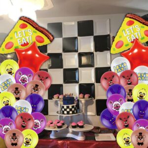 HOMEZZO Five Nights Game Party Balloons Set, Five Nights Printed Balloons Pizza Star Balloons for Halloween and Game Party