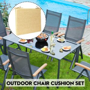 Outdoor Chair Cushions, 19x15.5 Inch Indoor Chair Pads with Ties Waterproof Seat Pads Fade Resistant Square Memory Foam Patio Chair Cushion for Garden Patio Furniture Chair Home Office Set of 2