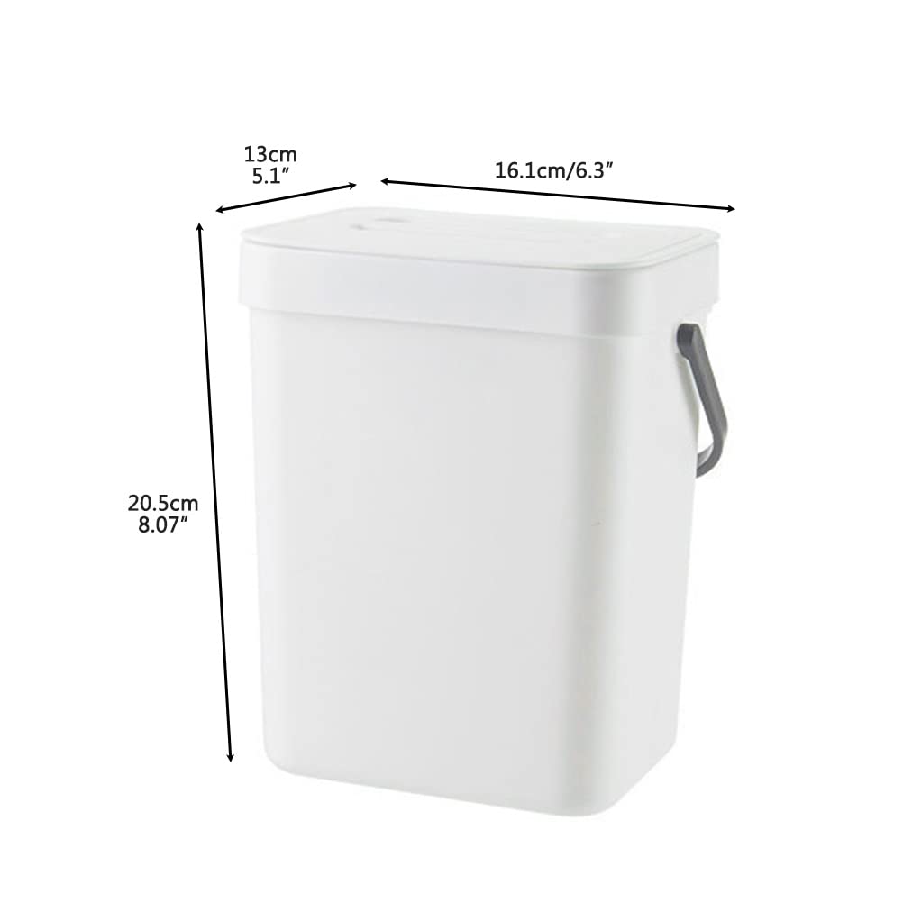 Food Waste Basket Bin, Kitchen Compost Bin, Hanging Trash Can with Lid, Small Countertop Compost Bin with Lid, Food Scrap Container, Wall Mounted Garbage Can, 3L 0.8 Gallon (C)