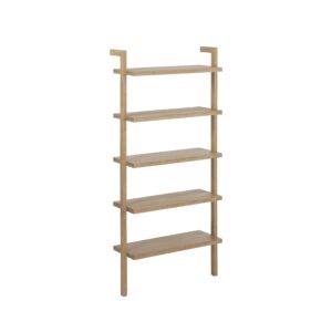 Nathan James Beacon 5 Tier Bookshelf, Wall Mounted Bookcase, Solid Wood Bookshelf in Wire Brushed Finish, Boho Rustic Bookcase