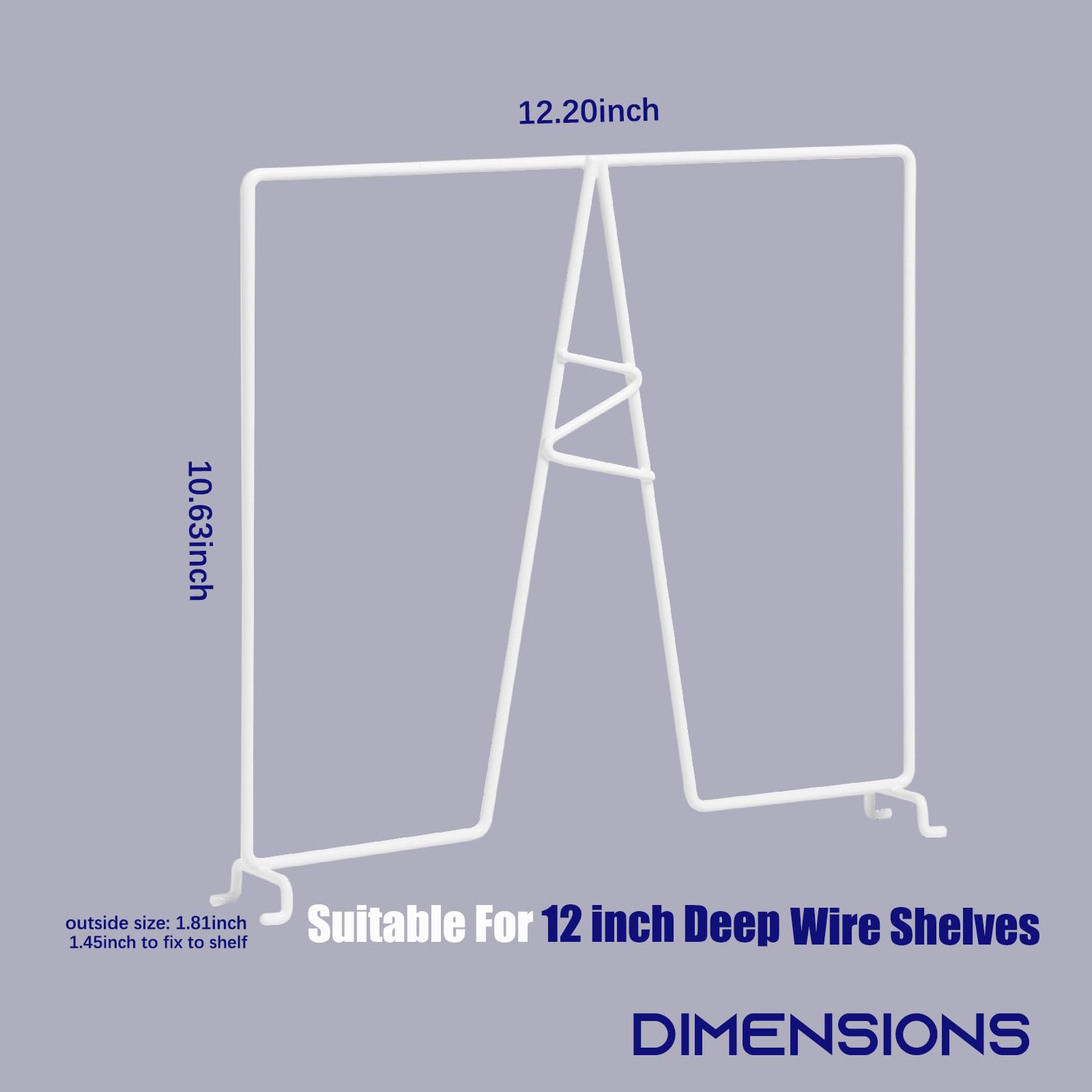 ziroland 12-Pack White Wire Shelf Dividers - Closet Shelf Organizer - Easy to Install Shelf Divider for Pantry/Garage and More - No Tool - PE Coating Steel- Suitable for 12inch Deep Wire Shelves