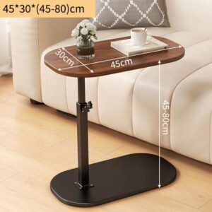 C Shaped Side Table,Adjustable Height C Table End Table for Couch,360°Swivel Couch Side Tables Slide Laptop Desk for Sofa/Bed/Bathtub/Rotating Tabletop (Walnut)