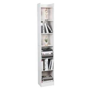 generic 71 inches tall narrow bookshelf, slim bookshelf, corner bookshelf 6 tier cube display shelf storage organizer for small space for bedroom, living room, office, study room (white), 14084982