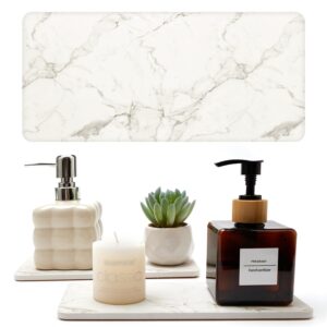 2 pcs water absorbing stone trays for bathroom counter kitchen sink tray dish soap dispenser mat drying vanity trays ceramic coasters sink stand caddy sponge holder marble bathroom accessories trays