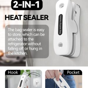 Mini Bag Sealer, Rechargeable Bag Sealer 2-in-1 Bag Sealer and Cutter Easy-use Snack Sealer with Magnet Portable Bag Resealer USB Mini Sealer for Chip Bag Plastic Bag Storage Freshness