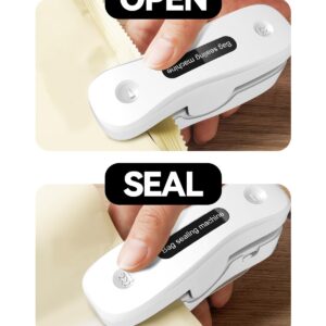 Mini Bag Sealer, Rechargeable Bag Sealer 2-in-1 Bag Sealer and Cutter Easy-use Snack Sealer with Magnet Portable Bag Resealer USB Mini Sealer for Chip Bag Plastic Bag Storage Freshness