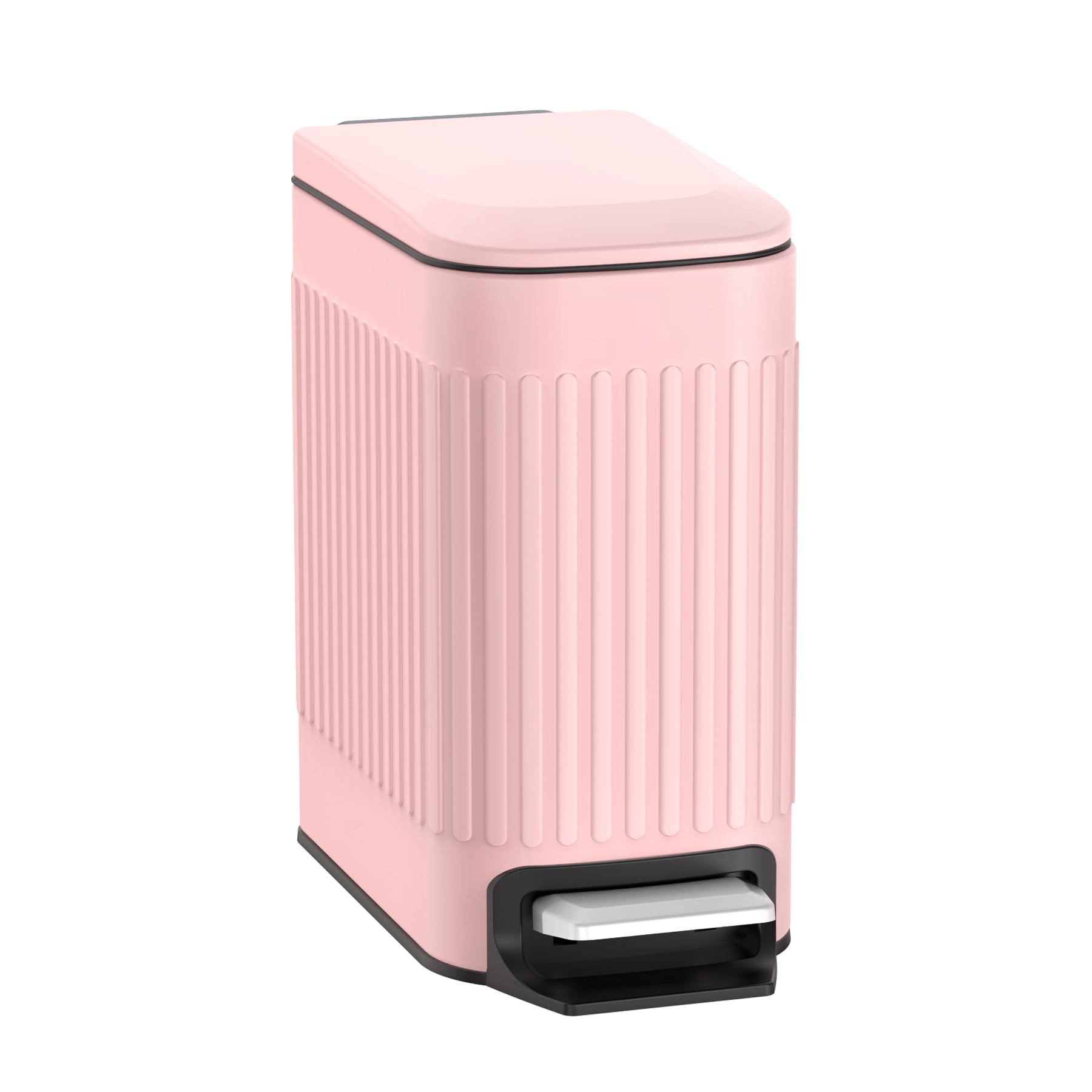 Cesun Small Pink Trash Can for Bathroom, 1.6 Gallon Stainless Steel Garbage Can with Lid, Step Pedal, Cute Wastebasket for Bathroom, Office, Bedroom, RV, Pink