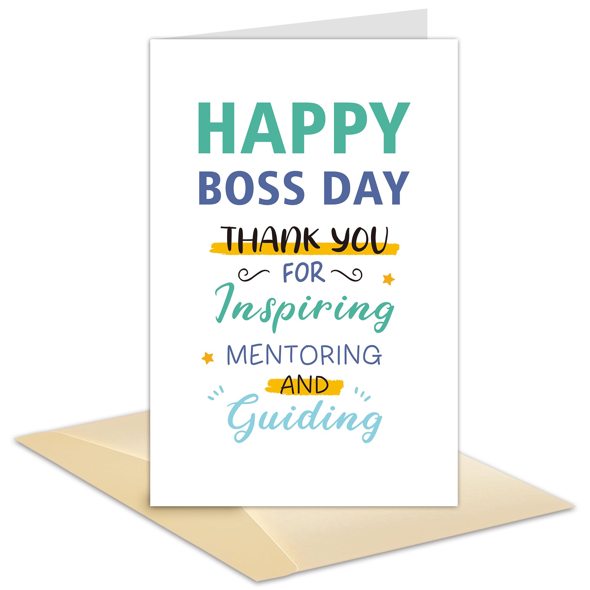 Happy Boss Day Thank You Card, Thank You Card From Employee Staff, Thanks for You Inspiring Mentoring And Guiding