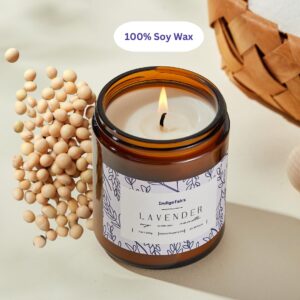 Indigofairs Lavender Candle, 7oz Medium Jar Scented Candle, Aromatherapy Candle for Home Scented, 40 Hours of Burn Time Candle for Women/Men