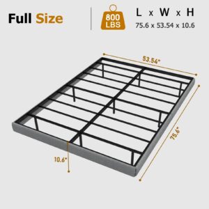 Floating Bed Frame Full Size, Metal Platform Full Bed Frame with LED Lights Remote Control RGB and Under Bed Storage, Heavy Duty Steel Slats Support, No Box Spring Needed, Noise Free, Easy Assembly