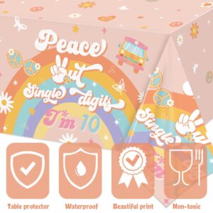 10th Birthday Decorations for Girl Peace Out Single Digits Party Decor 3Pcs 10th Birthday Tablecloths Disposable Plastic Peace Out Single Digits I'm10 Birthday Table Cover for Girl 10th Birthday Party