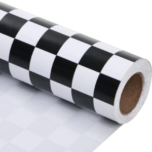 titiweet checkered flag wrapping paper roll- mini roll 17 inches x 33 feet - race car wrapping paper for boys girls, cars wrapping paper for birthday christmas holiday(checkered flag)