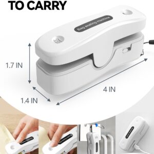 Mini Bag Sealer, Rechargeable Bag Sealer 2-in-1 Bag Sealer and Cutter Easy-use Snack Sealer with Magnet Portable Bag Resealer USB Mini Sealer for Chip Bag Plastic Bag Storage Freshness