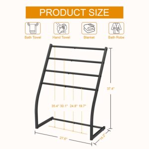 Honiter Towel Racks for Bathroom, Free Standing Towel Rack, Pool Towel Racks Outdoor, 4 Tier Wide Metal Towel Bar Stand, Blanket Ladder Holder, Drying and Display Rack for Oversized Bath Towel