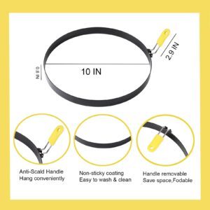 Extra Large 10 Inch Omelette Ring for Griddle,Stainless Steel 10" Griddle Omelet Rings,Non-Stick Pancake Egg Ring Round Creps Ring Pancake Ring Crumpet Ring with Silicone Handle Accessorries (2 Packs)