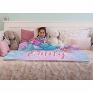 Jaydouble Custom Blankets with Name for Children, Personalized Gifts Black Mermaid Throw Blanket for Boys Girls